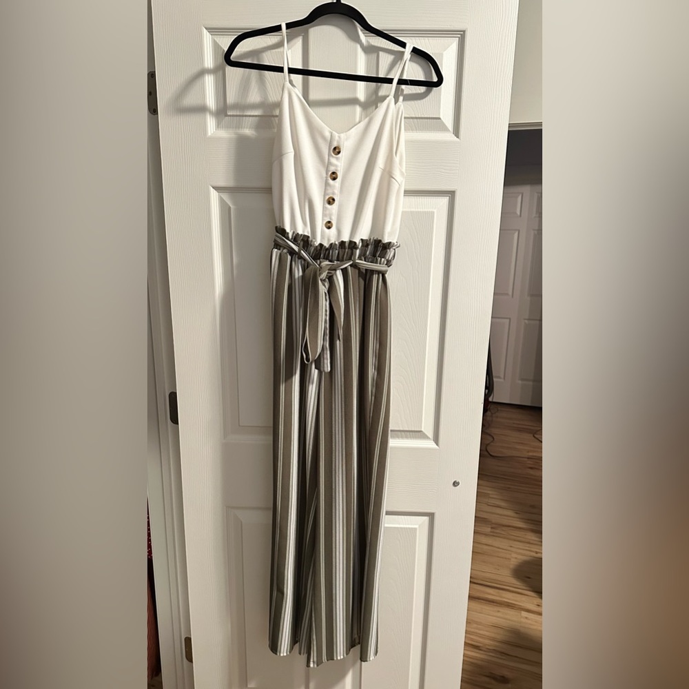 Green and white jumpsuit